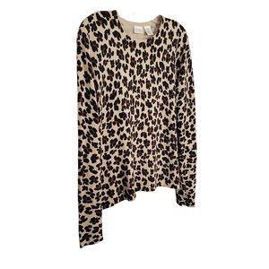 Isaac Mizrahi Size XL Sweater Pullover Silk Wool Blend Leopard Lightweight Knit